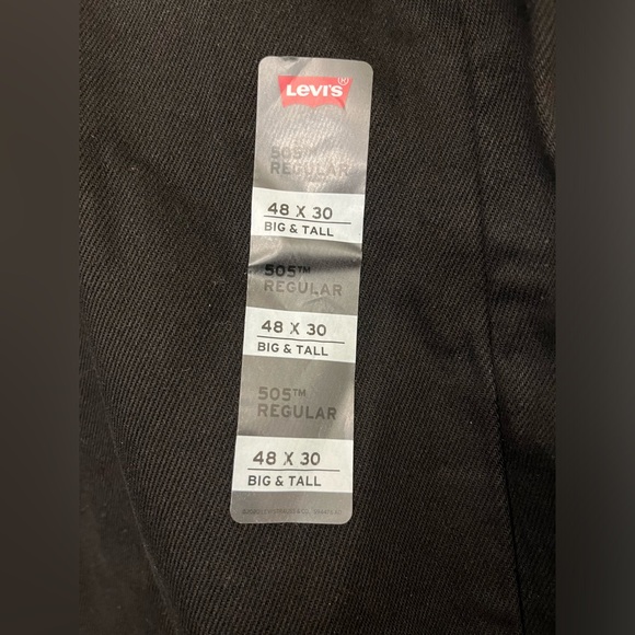 Levi's 505 Men's Jeans Regular Fit 48X30 Black Middle Wash Straight Leg Zip - Picture 7 of 9